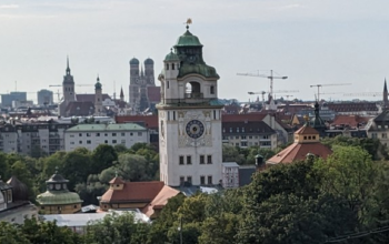 Blick von der neuen Dachterrasse des Gasteig