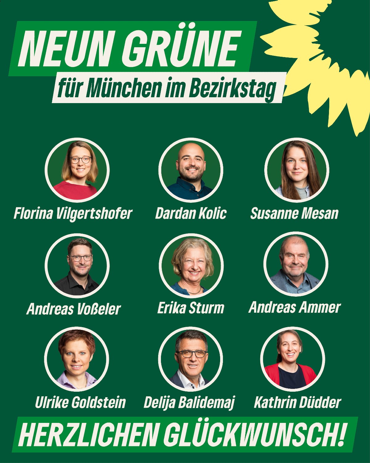 Neun Grüne für München im Bezirkstag