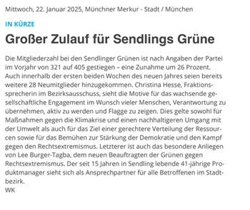 Mitgliederboom beim OV Sendling im Münchner Merkur.