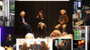 Eindrücke von der Kino-Matinee "Petra Kelly – Act Now!" mit anschließender Diskussion; auf dem Podium Prof. Ursula Münch, Dr. Johanna Vocht, Doris Metz (v.l.).